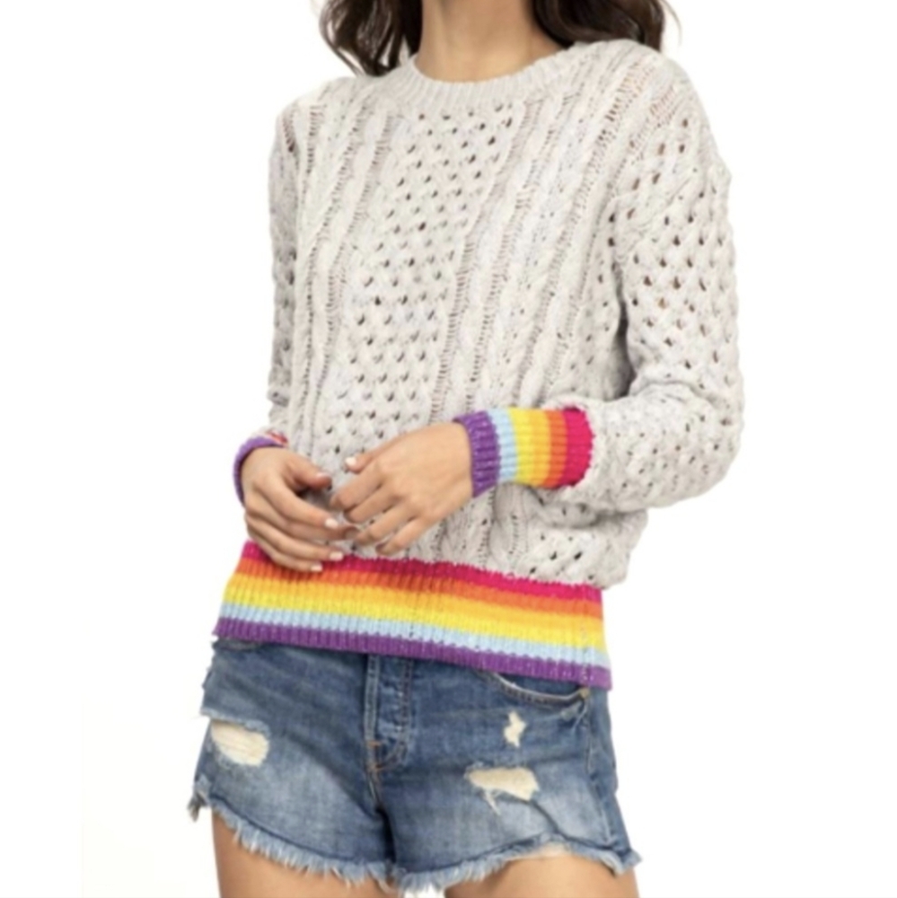 Le Superbe Silver Lining Sinbad Sweater Cashmere Fisherman Rainbow Glitter XS